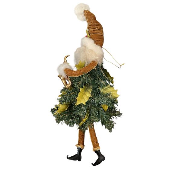 Department 56 Whimsical Christmas Tree Santa Claus Woodsy Elf Saxophone Rare 14" - Picture 12 of 14